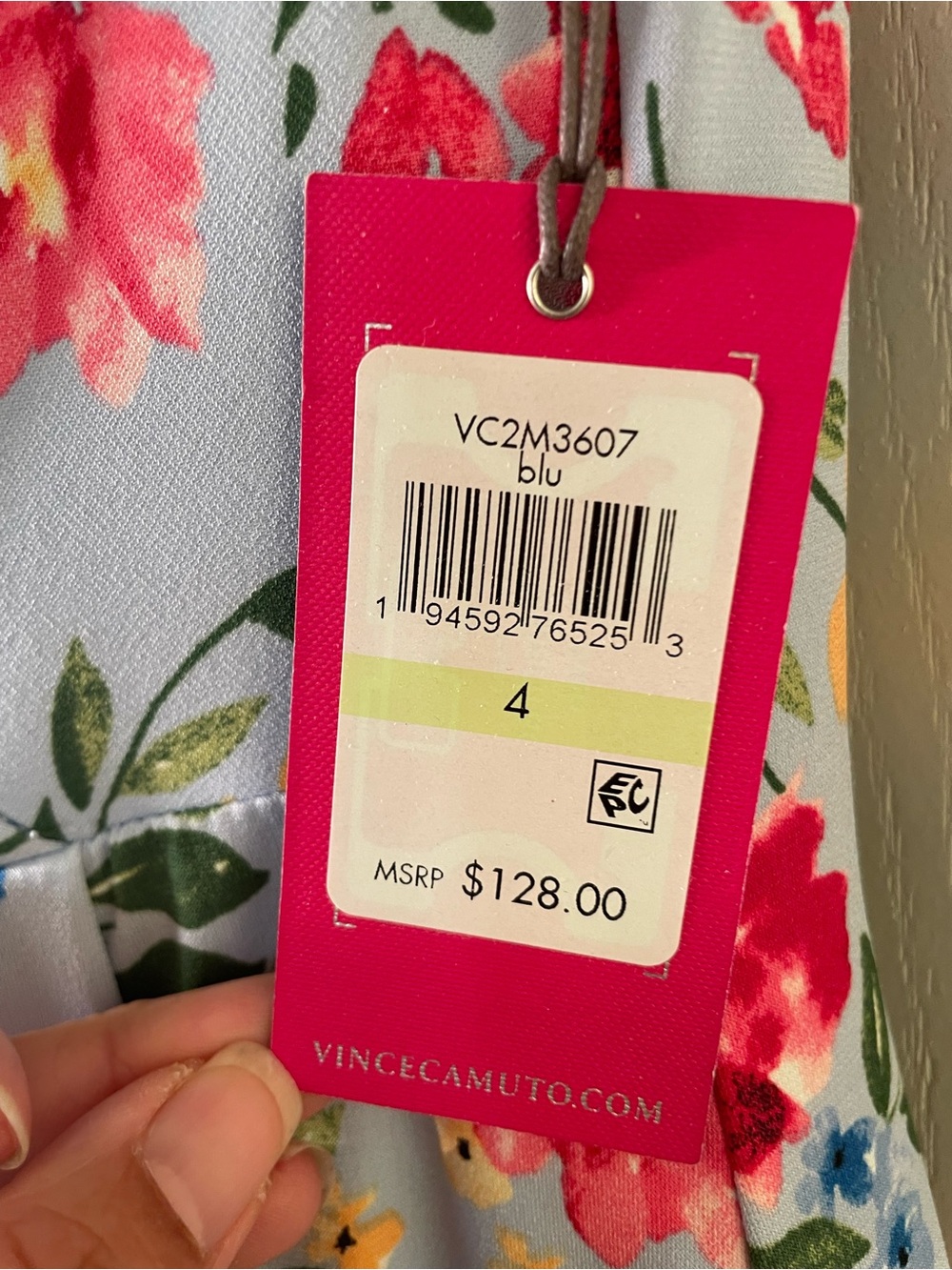 Vince Camuto Light Blue Floral Cap Sleeve Wrap Dress sz 4 - Picture 3 of 8
